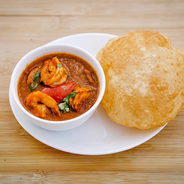 Shrimp and Poori.